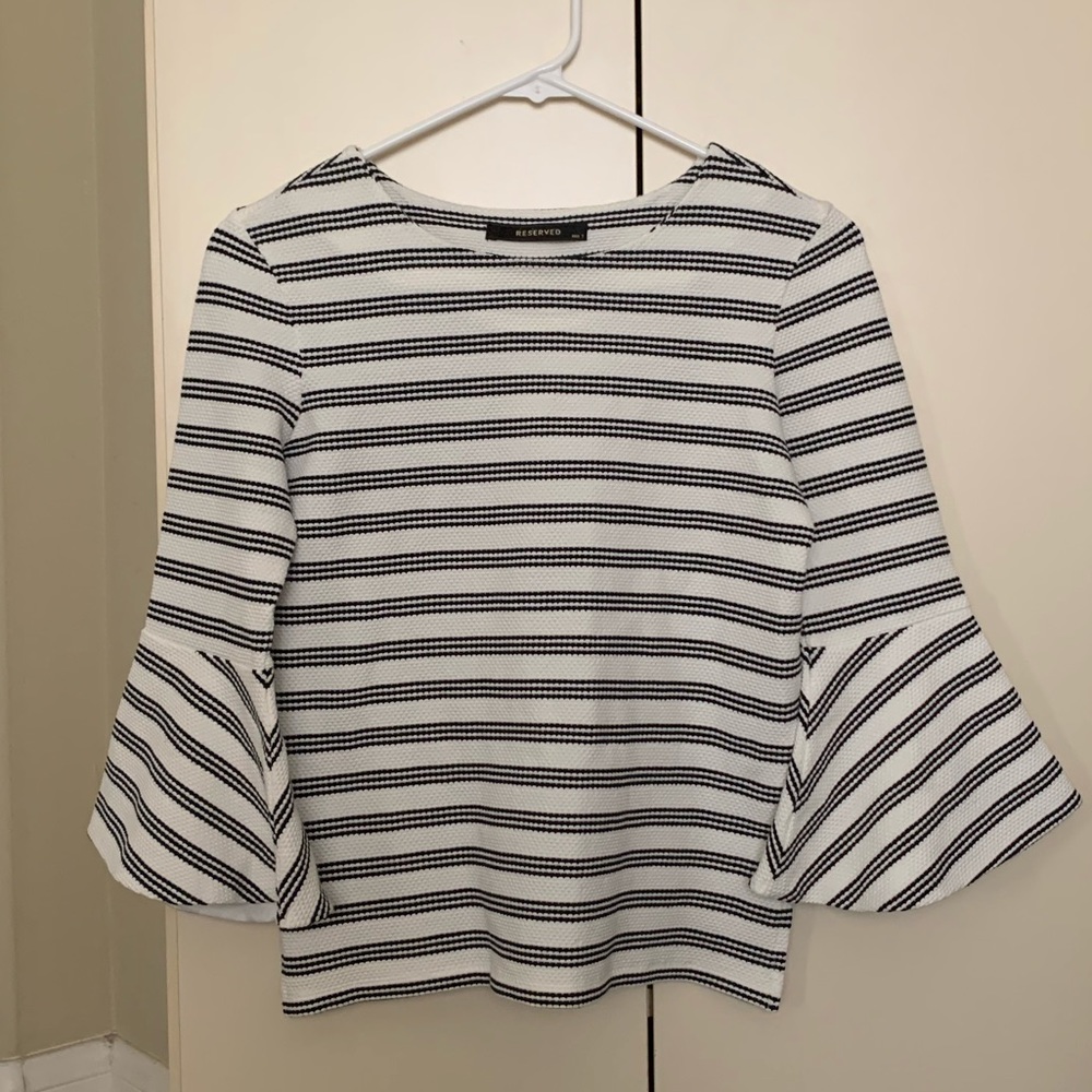 Striped blouse with bell sleeves